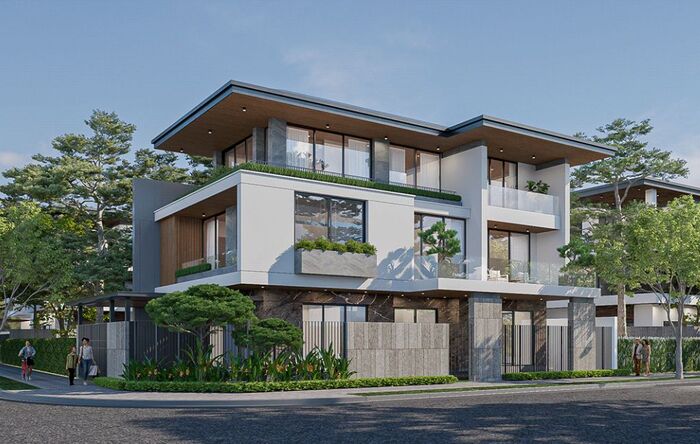 Mẫu biệt thự phố mặt tiền 6m mái Nhật kết hợp cảnh quan thiên nhiên xanh mát 