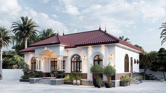 Biệt thự vườn 1 tầng 4 phòng ngủ tân cổ điển xa hoa