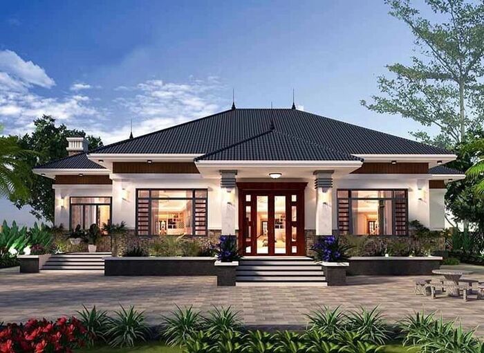 Biệt thự vườn 1 tầng 4 phòng ngủ kiểu Nhật