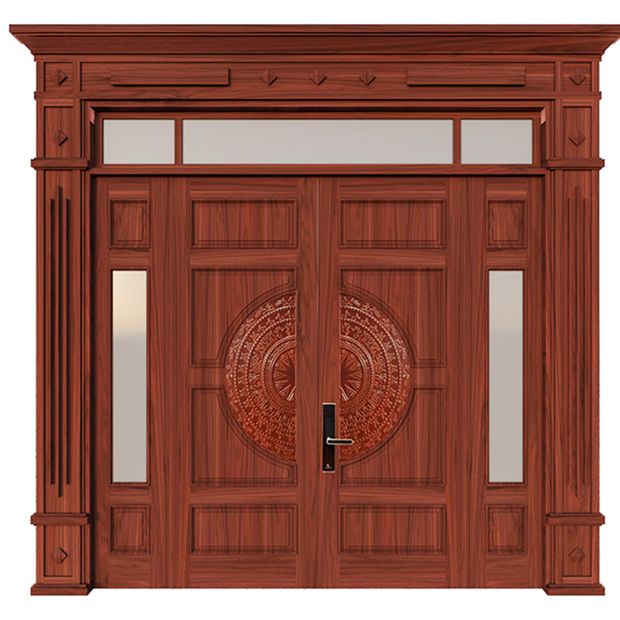 Mẫu cửa gỗ 4 cánh nhà biệt thự theo phong cách hiện đại 
