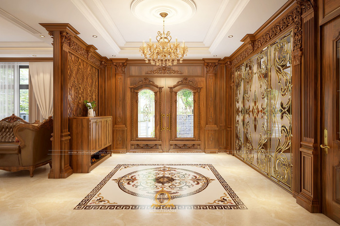 Cửa gỗ 4 cánh nhà biệt thự phong cách tân cổ điển ẩn chứa sức hút kỳ lạ 