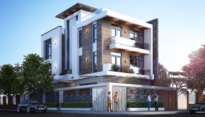 Biệt thự 3 tầng chữ L đẹp