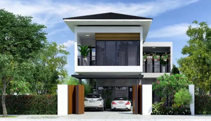 Mẫu biệt thự 70m2 phong cách hiện đại