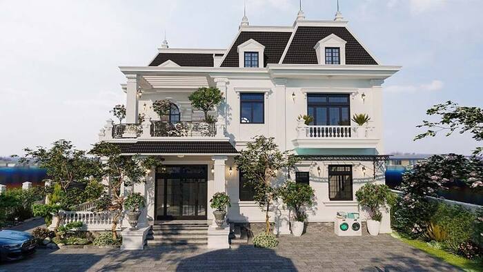 Mẫu nhà biệt thự ở quê theo phong cách tân cổ điển