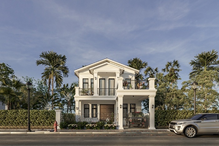 Mẫu nhà giả biệt thự ấn tượng với thiết kế hệ mái thái dạng kép